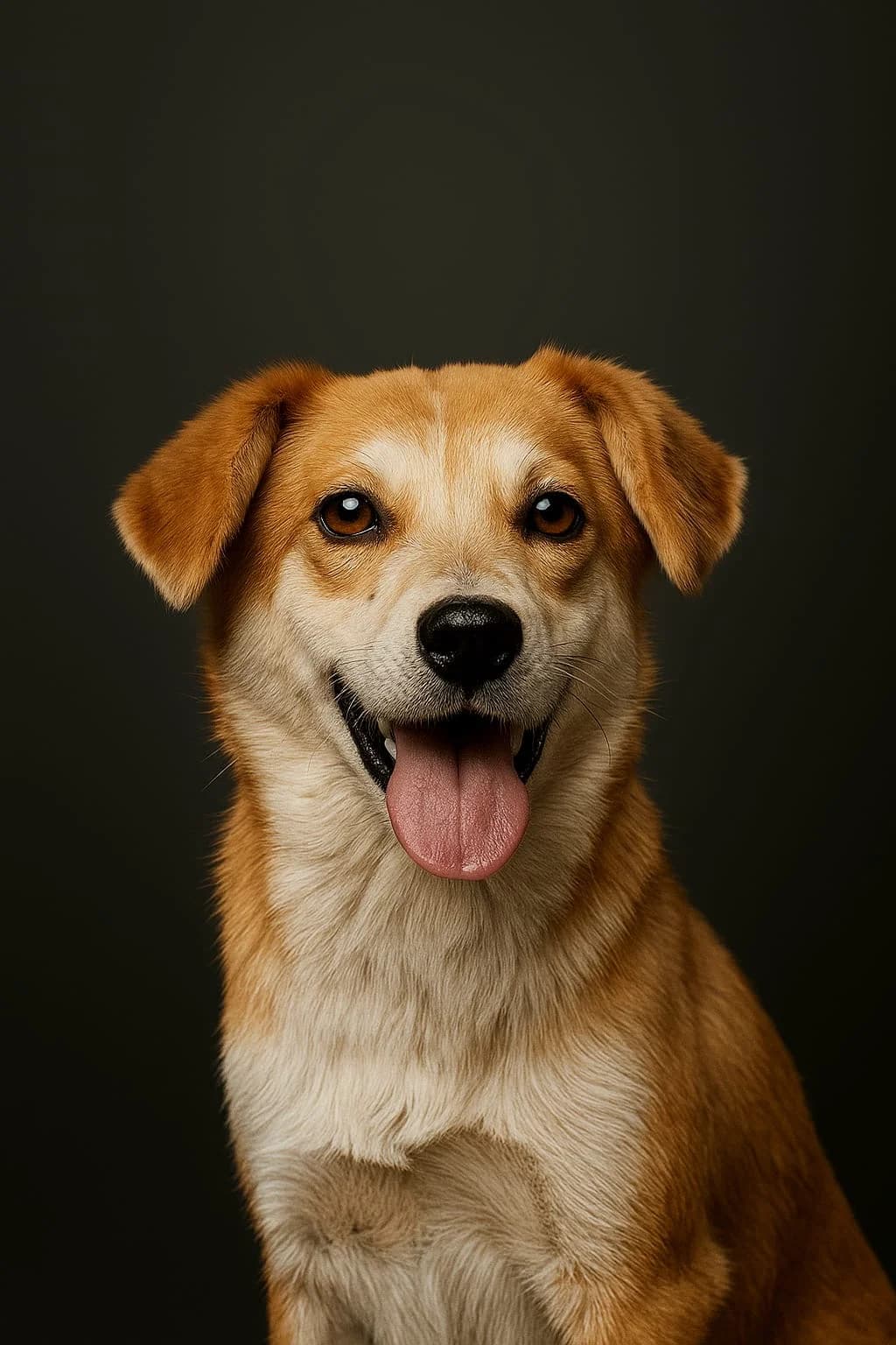 A rescue dog looking into the camera